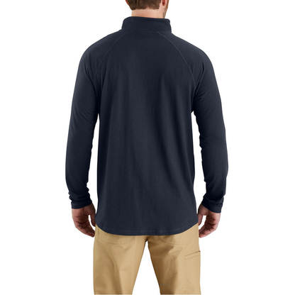 Force Relaxed Fit Midweight Long-Sleeve Quarter-Zip Mock-Neck T-Shirt - I26-Navy | Carhartt 106660