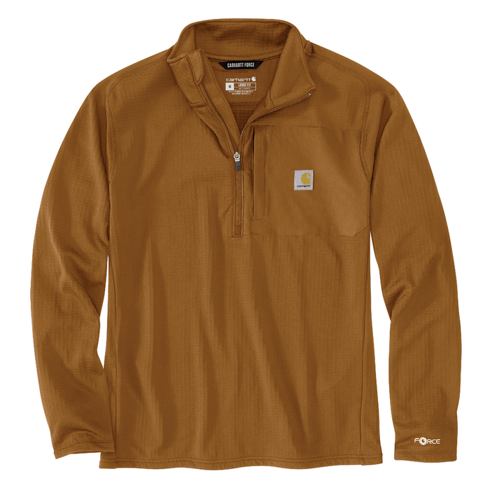 Force Relaxed Fit Mock Neck Half-Zip T-Shirt - BRN-Carhartt Brown | Carhartt 106423