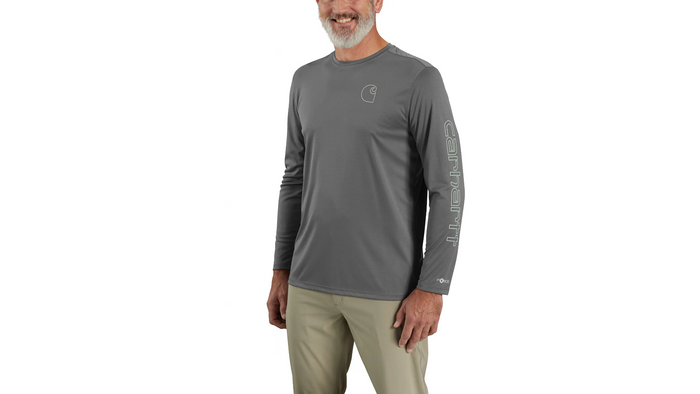 Force Sun Defender™ Lightweight Long-Sleeve Logo Graphic T-Shirt - STL-Steel | Carhartt 106164