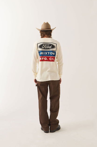 Men's Ford Service Dept Waffle T-Shirt in the color Wimbledon White - Men's Back View