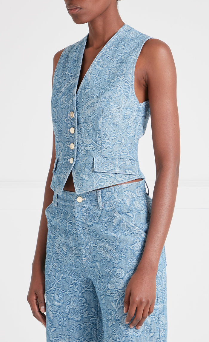 Francis Denim Waistcoat - Washed Blue