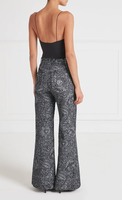 Francis Denim Wide-Leg Trousers - Washed Black