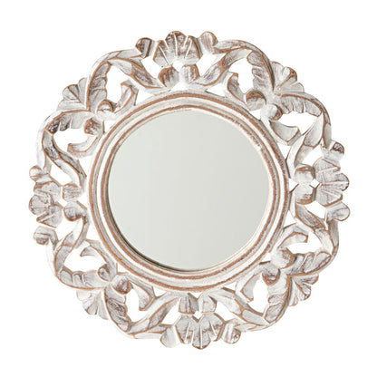 Frieze Round Wall Mirror White Distress 30x30cm