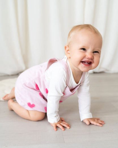 Fuzzy Hearts 3D Tunic Baby Knit Dress Set (Organic)