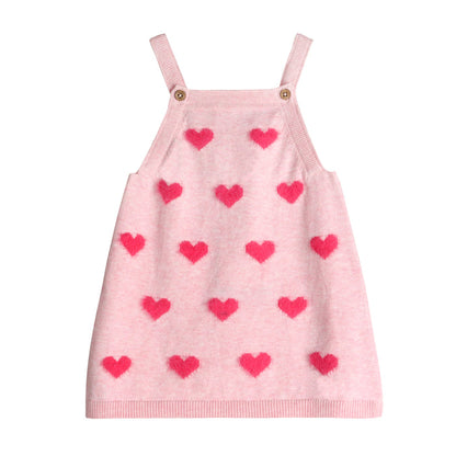 Fuzzy Hearts 3D Tunic Baby Knit Dress Set (Organic)
