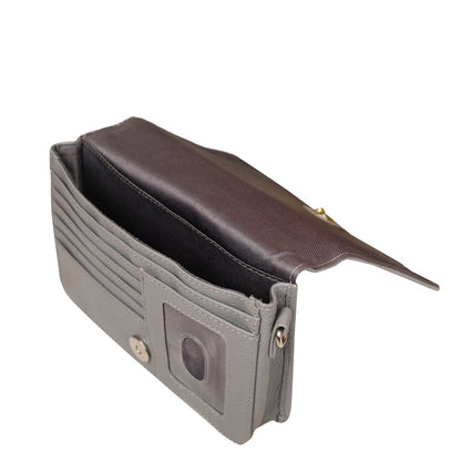 Grey Genuine Leather Sling Crossbody Bag for Travel and Everyday Use-inner view