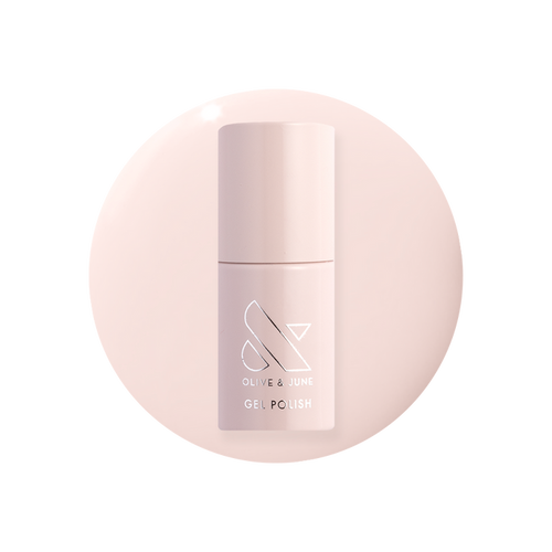 GH - Gel bottle of opaque baby pink gel polish by Olive and June for a glowy, versatile at-home manicure look
