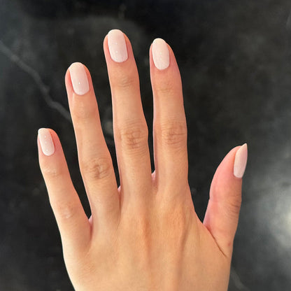 GH - Gel shown on natural nails with a smooth, glowing baby pink gel polish for an elegant at-home manicure