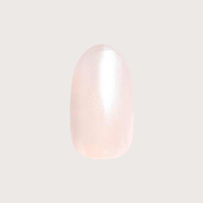 Girl With The Pearl Nail Polish - Press On medium almond shape iridescent sheer pearl false nail close-up