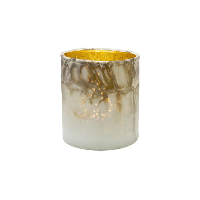 Glass Crackle Tea Light Candle Holder