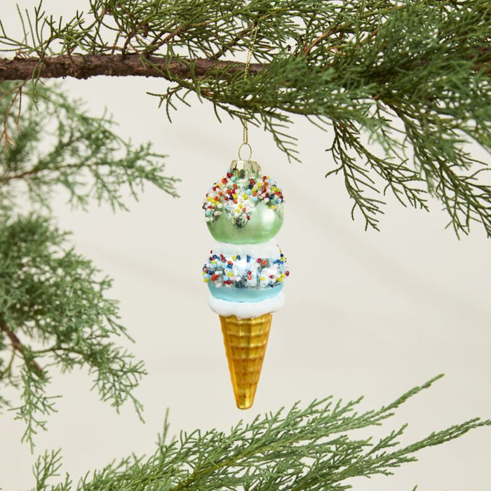 Glass Ice Cream Cone Ornament