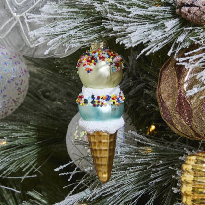 Glass Ice Cream Cone Ornament