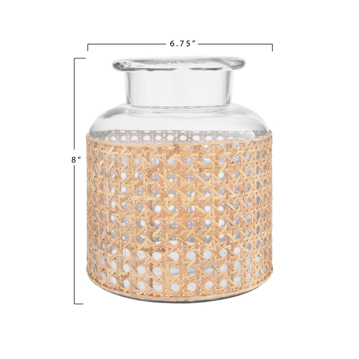 Glass Vase with Cane Sleeve