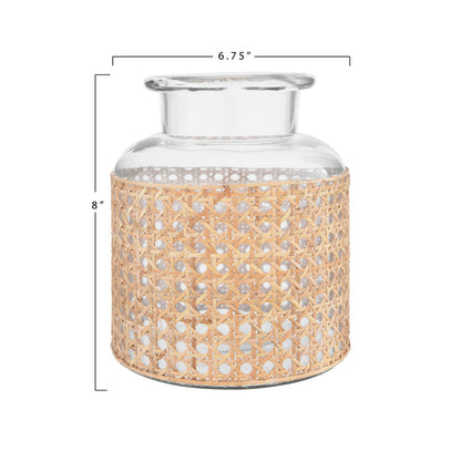 Glass Vase with Cane Sleeve