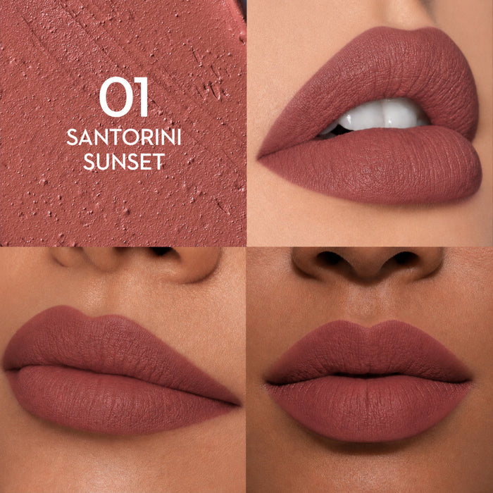 Lips wearing SUGAR Glide Peptide Serum Lipstick in 01 Santorini Sunset#Color_01 Santorini Sunset