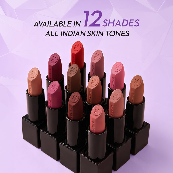 SUGAR Glide Peptide Serum Lipstick available in 12 shades for all Indian skin tones