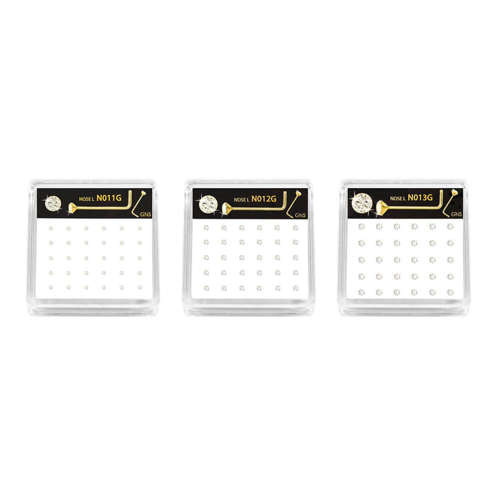 GNS Nose L 1 Stone Gold 30pcs - ikatehouse