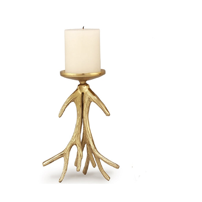 Gold Antler Pillar Candle Holder