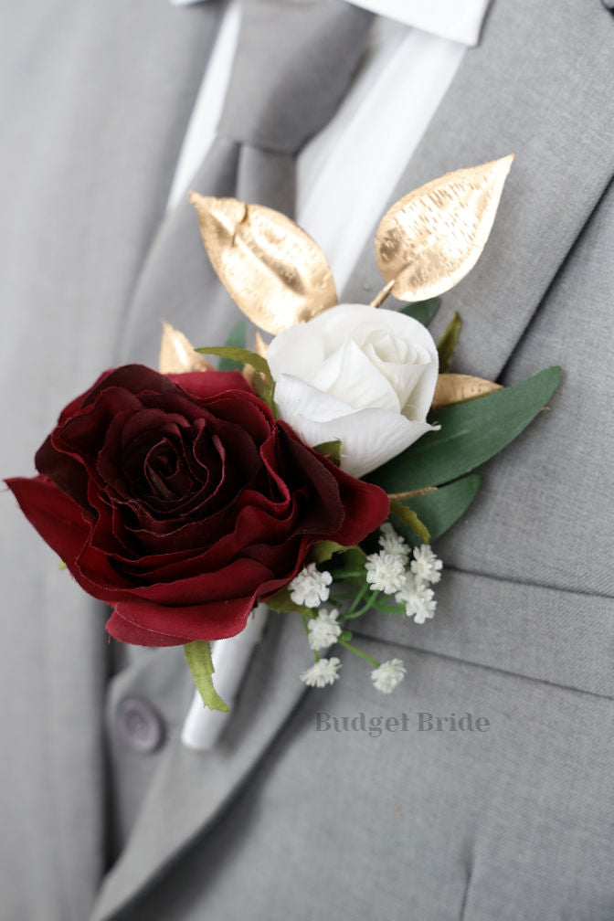 Gold, Burgundy and Navy Blue Faux Wedding Bouquet- $65.00 |Zesty