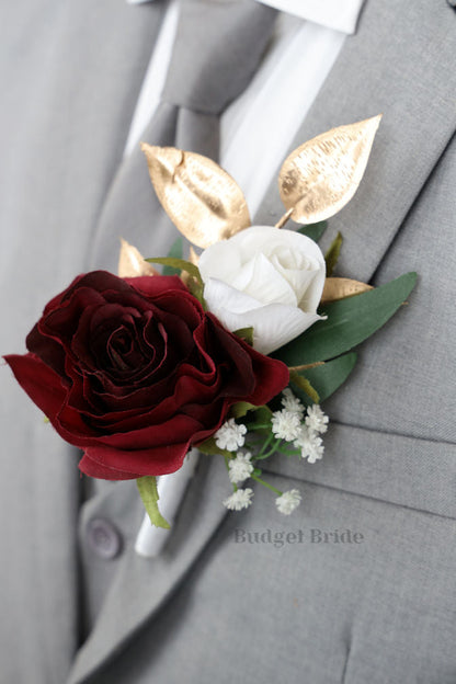 Gold, Burgundy and Navy Blue Faux Wedding Bouquet- $65.00 |Zesty