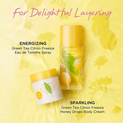 For Delightful Layering, Energizing Green Tea Citron Freesia EDT Spray and Sparkling Green Tea Citron Freesia Honey Drops Body Cream