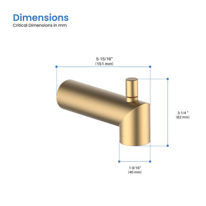 Halo Wall Mounted 1/2" Slip-On Tub Spout with Diverter - TS102
