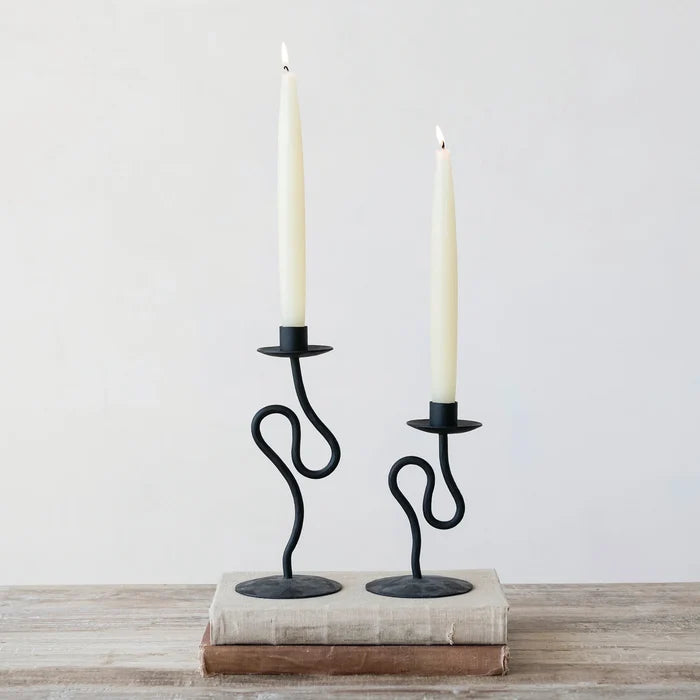Hand-Forged Iron Abstract Shaped Taper Holder