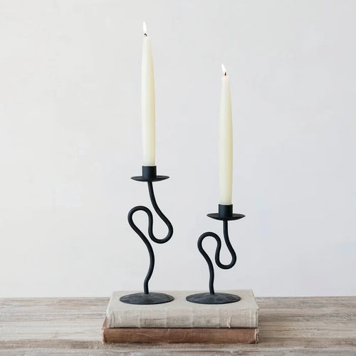 Hand-Forged Iron Abstract Shaped Taper Holder