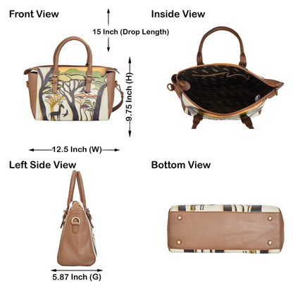 Women’s wild art satchel bag for daily use-infographic image