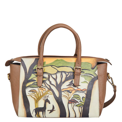 Women’s wild art satchel bag for daily use-back view