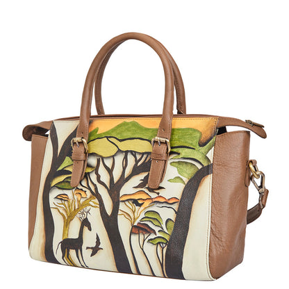 Women’s wild art satchel bag for daily use-half side view