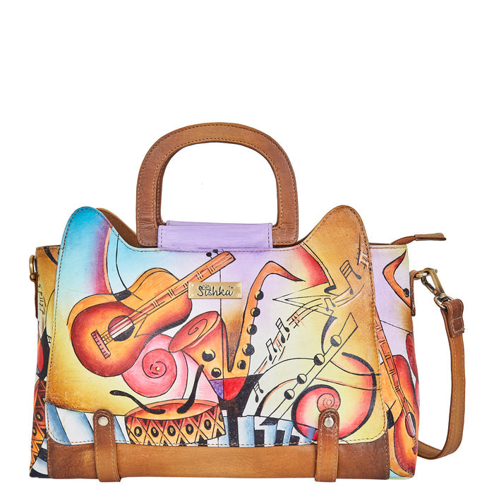 Women’s musical notes art shoulder  satchel handbag for daily use