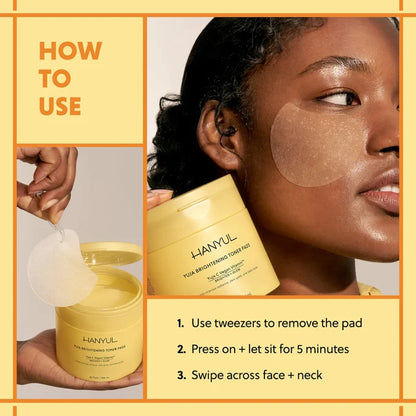 Hanyul  Yuja Brightening Toner Pads with Vitamin C and Niacinamide 60 Pads NIB