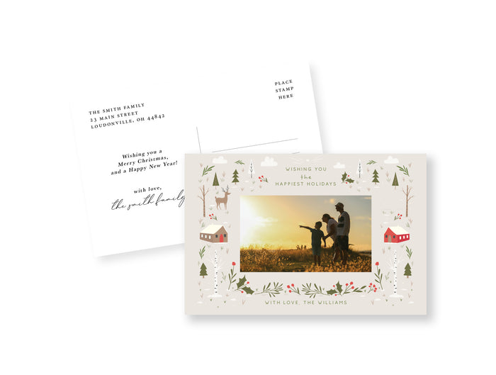 Happiest Holidays Scene Postcard