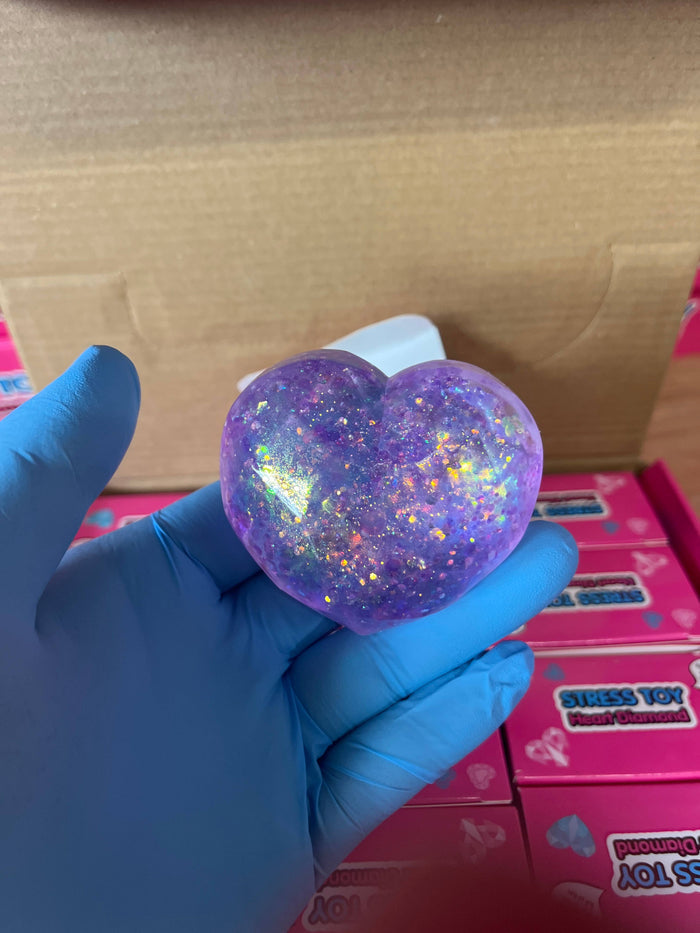 Heart Diamond Glitter Stress Toy | Slow Rise Sugar