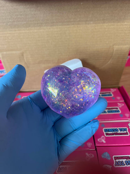 Heart Diamond Glitter Stress Toy | Slow Rise Sugar