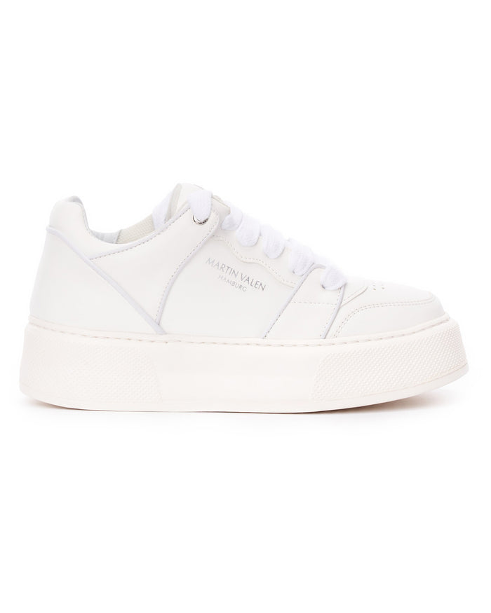 Martin Valen High Sneakers in Full White side view