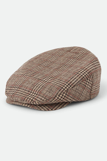 Unisex Hooligan Flat Cap in the color Brown/Tan/Red Plaid - Front Product View