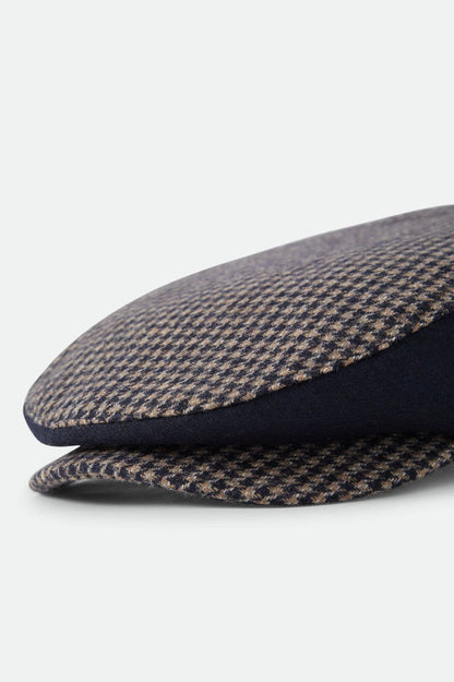 Unisex Hooligan Flat Cap in the color Navy/Sand Houndstooth - Additional Laydown image