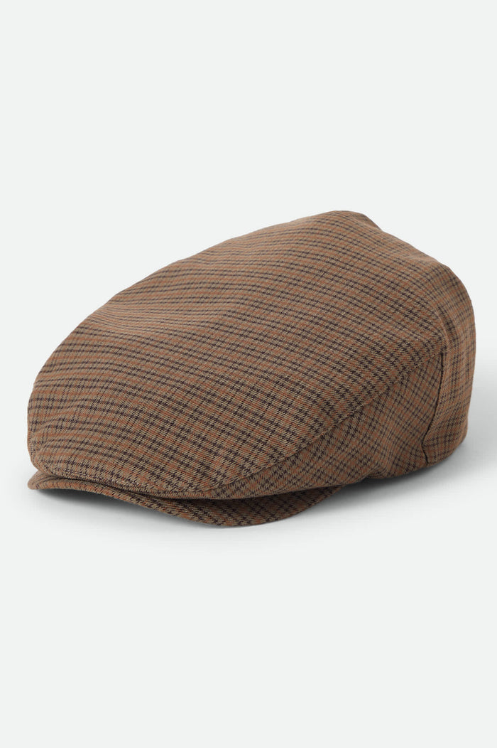 Unisex Hooligan Lightweight Flat Cap in the color Grey/Brown/Gold - Front Product View