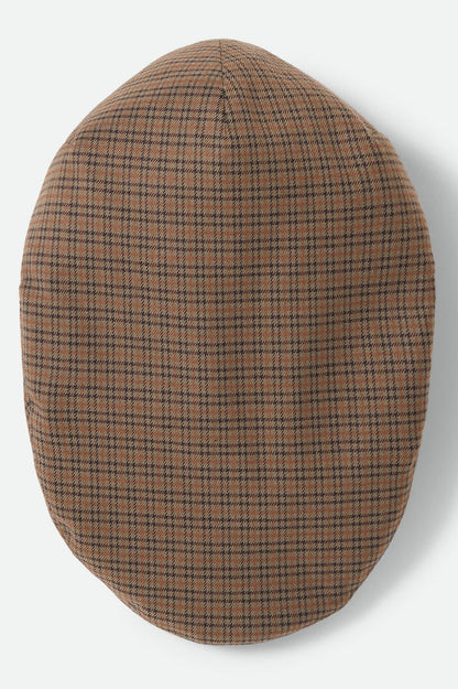 Unisex Hooligan Lightweight Flat Cap in the color Grey/Brown/Gold - Additional Laydown image