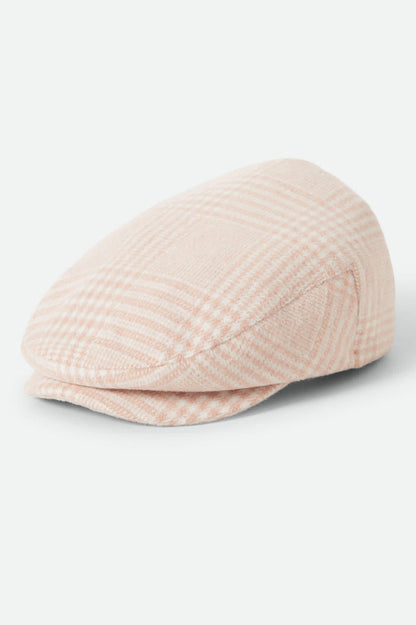 Women's Hooligan Lightweight Flat Cap in the color Soft Pink Houndstooth - Front Product View