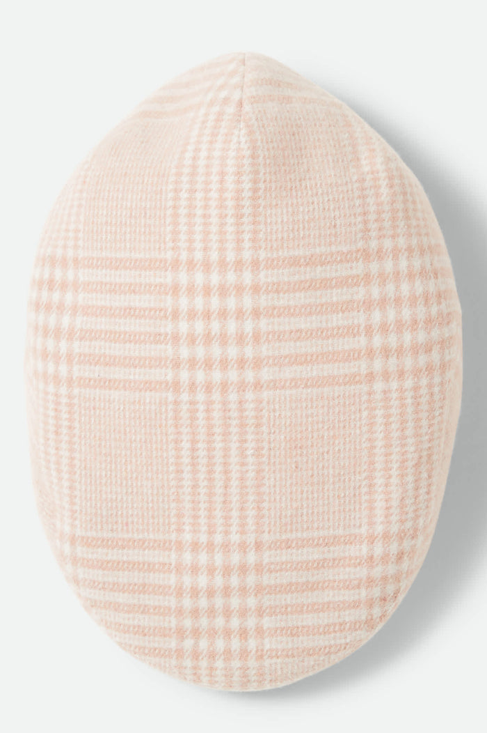 Women's Hooligan Lightweight Flat Cap in the color Soft Pink Houndstooth - Additional Laydown image