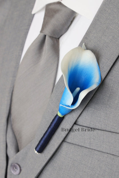 Horizon Blue and Navy Blue  Faux Wedding Bouquet- $58.50 |Castle
