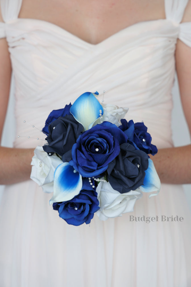 Horizon Blue and Navy Blue  Faux Wedding Bouquet- $95.00|Castle