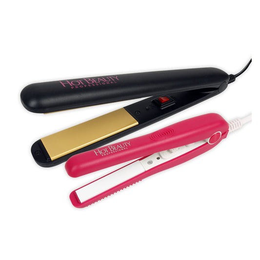 Hot Beauty Combo Value Pack Ceramic Flat Iron 1/2" and 1" with Free Traveling Pouch - ikatehouse
