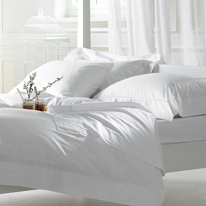 Hotel White Bedsheet Bed Sheet King Size Reliance Mills Fabric Plain Weave 300 TC SIZE: 108" x 112" SKU - BS-19