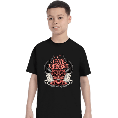 Daily_Deal_Shirts T-Shirts, Youth / XS / Black I Love Unicorns