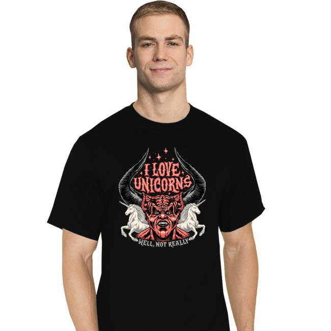 Daily_Deal_Shirts T-Shirts, Tall / Large / Black I Love Unicorns