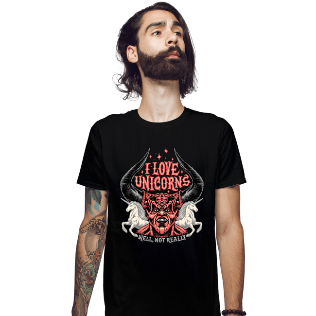 Daily_Deal_Shirts Fitted Shirts, Mens / Small / Black I Love Unicorns